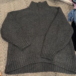 MAEVE ANTHROPOLOGIE Cozy Dark Gray Ribbed turtle Neck Sweater